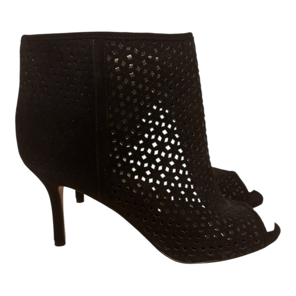 Nine West Black Peep-Toe Ankle Suede Boots size 8